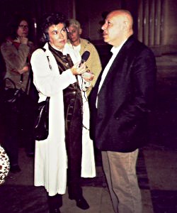 Elizabeth Mortimer interviewing